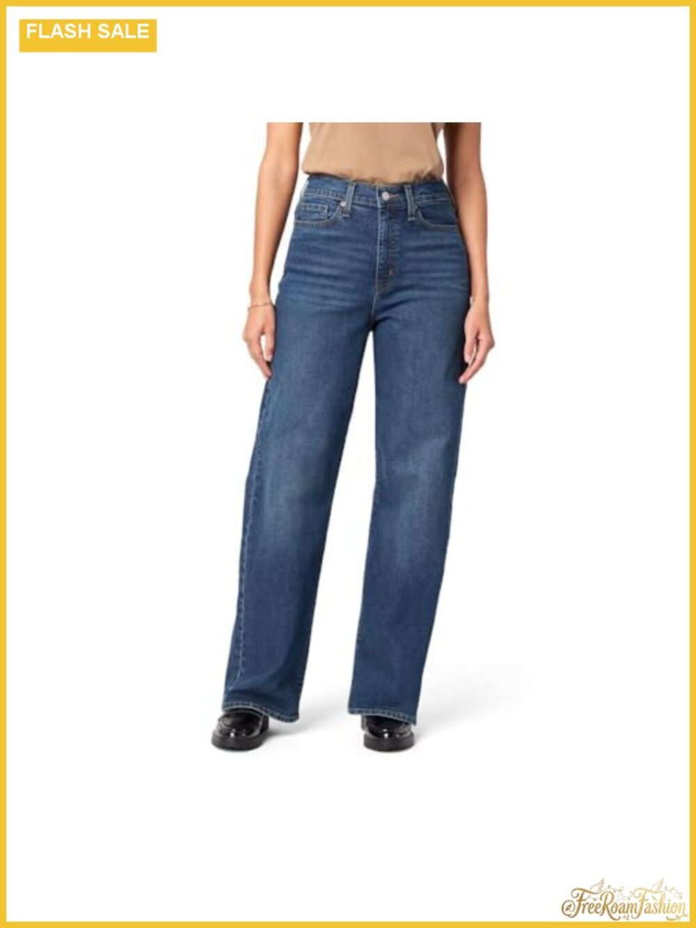High Rise Loose Straight Jeans Stretch Denim Medium Wash Women's Size 29